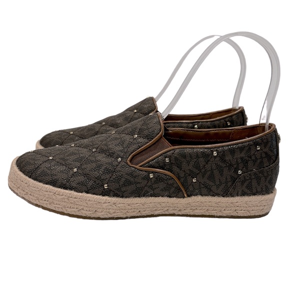 MICHAEL KORS LIBBY STUDDED QUILTED LOGO SLIP-ON SNEAKERS SIZE 6 M‎ - Picture 3 of 8